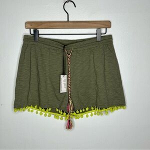 Lisa Todd Olive Green Tea Pom Pom Shorts Womens S